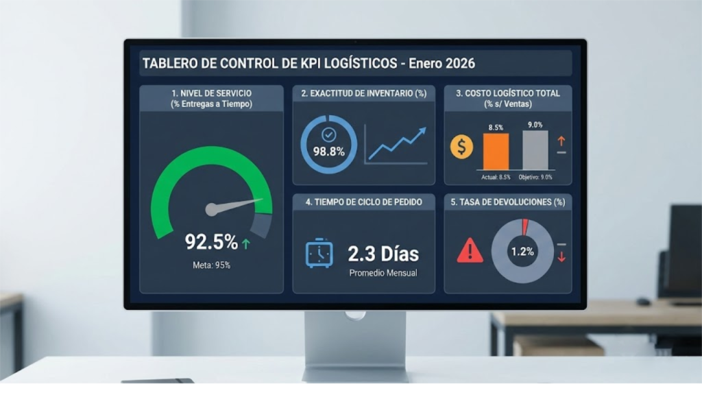 Indicadores clave de Logística Dashboard con KPI logísticos para medir el desempeño de la cadena de suministro