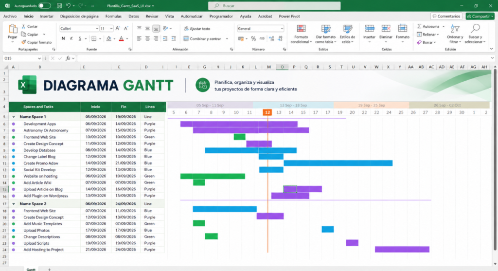 Plantilla de Diagrama de Gantt en Excel: Descarga el Cronograma Definitivo