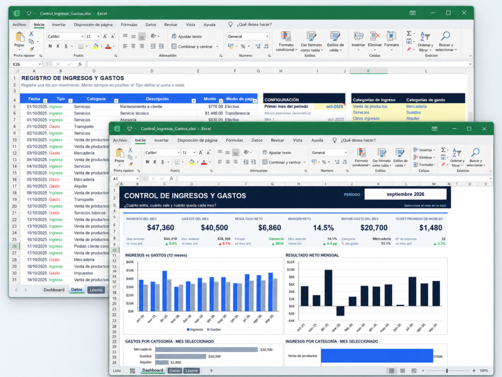 Control de Ingresos y Gastos en Excel