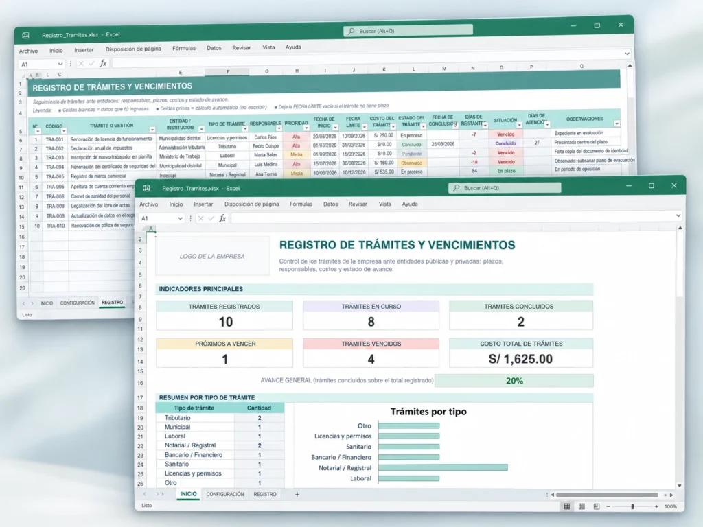 Registro de trámites y vencimientos