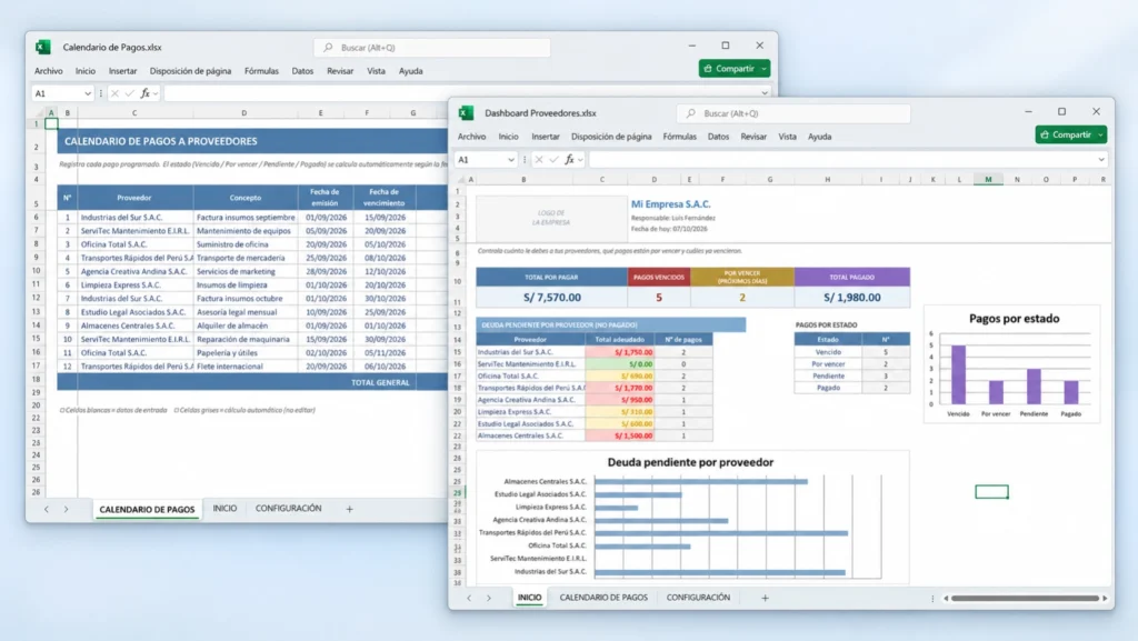 Calendario de pagos a proveedores